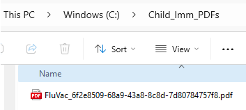 Picture showing the Completed Form PDF Saved in the PDF Folder. 